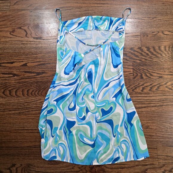 Cupshe Crystal Beach Row Drape Marble Crisscross Slip Dress Size Small - Picture 8 of 8